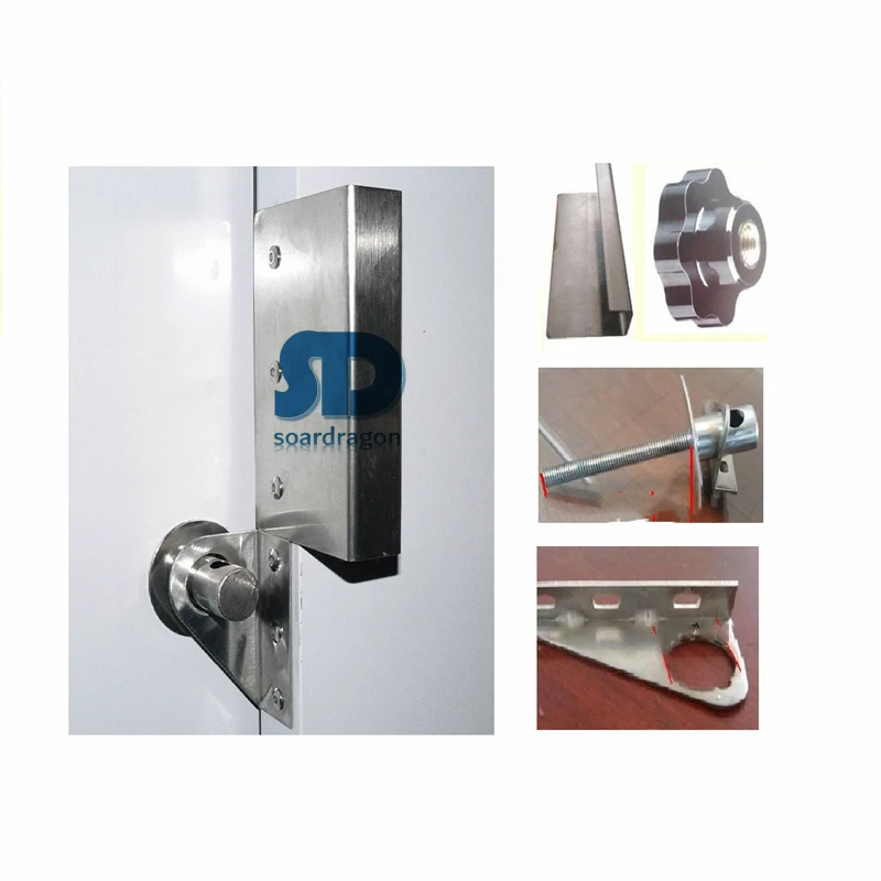 Door handle and locking pin for bagged ice storage