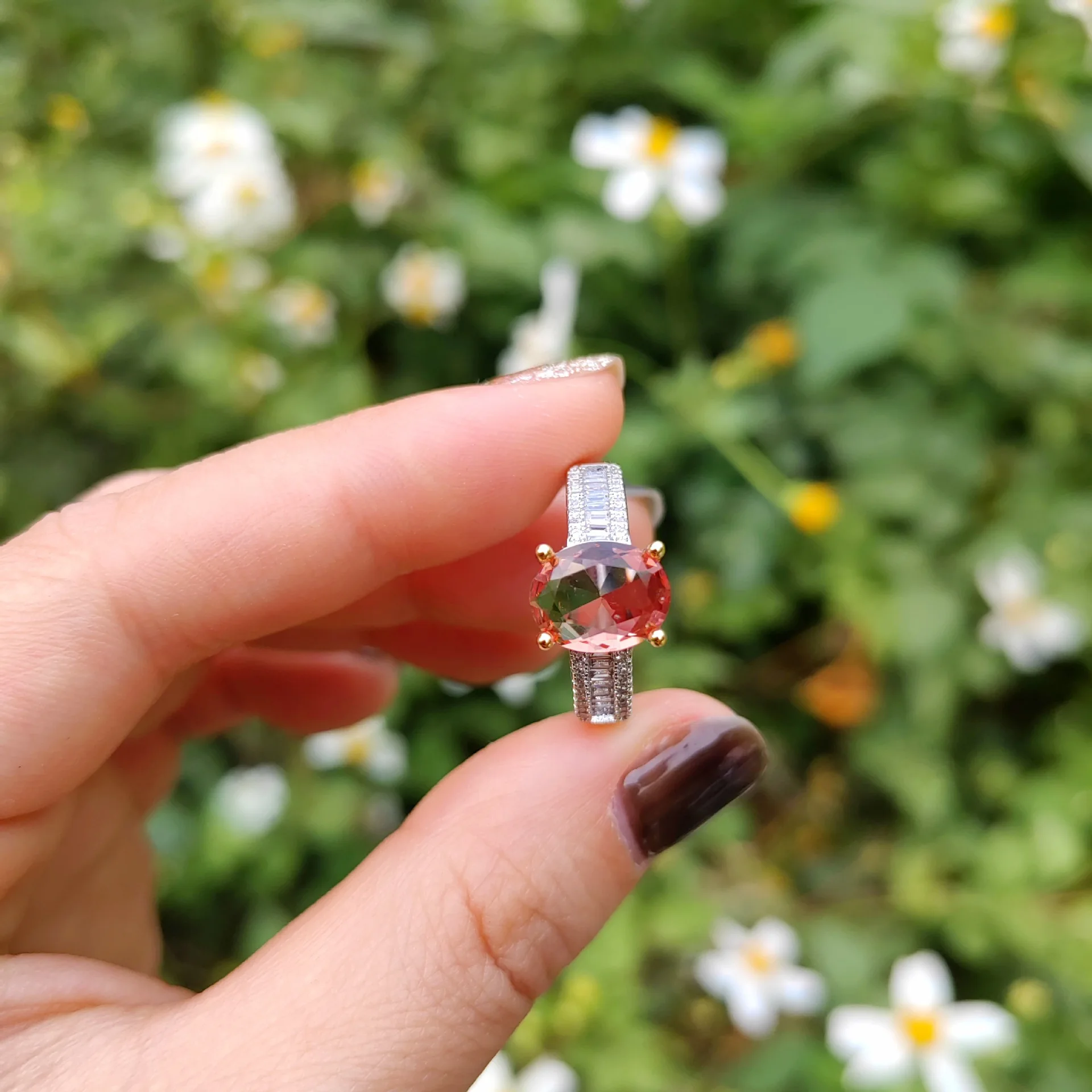 Turkish alumina inlaid color changing Sultanite open adjustable ring European and American personality fashion popular style