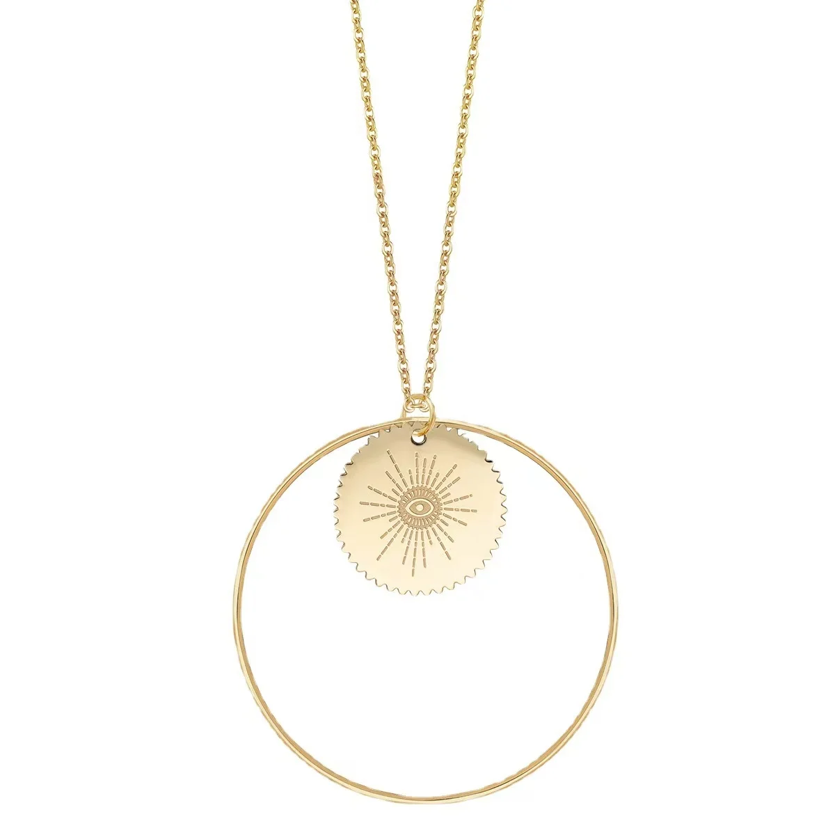 2024 из нержавеющей стали для защиты глаз египетская медаль кулон большой круг ожерелье древний символ Египта ожерелье