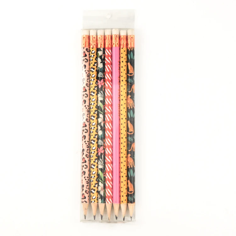 Hot selling 7pcs Pencil with Leopard Print Style