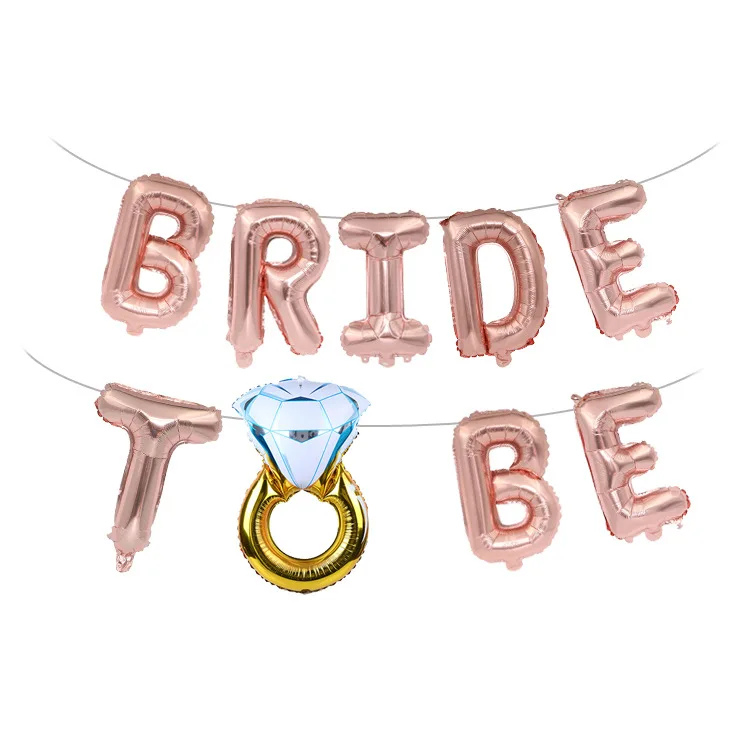 Bride to be diamond ring foil balloon set wedding party engagement holiday decoration 16 inch balloon set