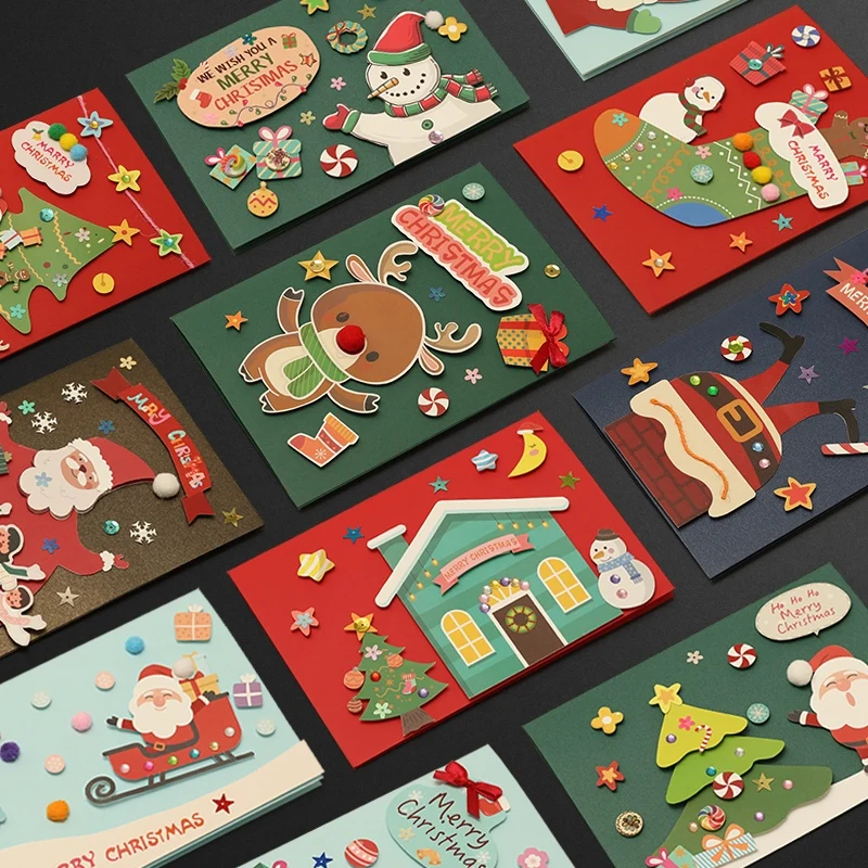 Aegean Gift Custom Kids Craft Set Diy Merry Christmas Greeting Cards Diy Card Making Kit With Envelope
