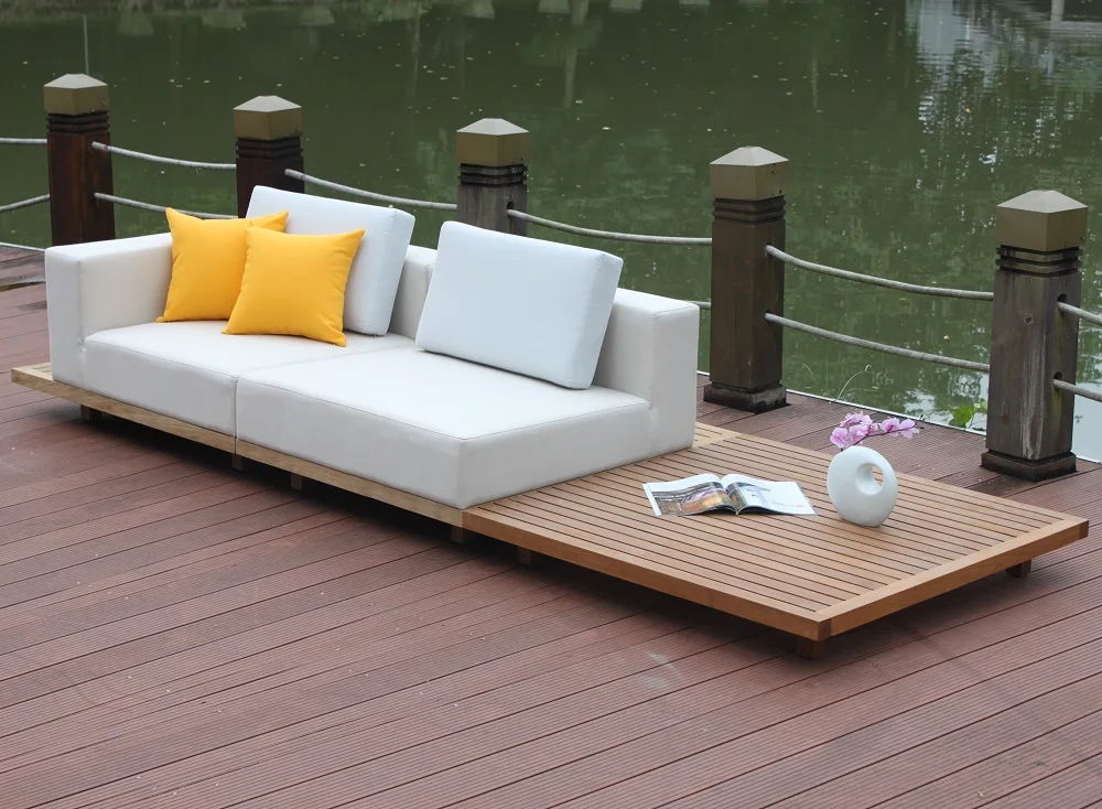 High quality hotel home outdoor indoor  Burma teak garden sofa rattan aluminum sun proof