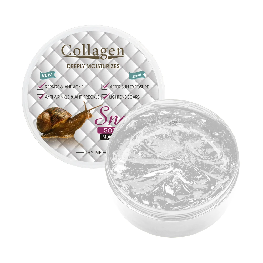 
300ml Snail Collagen Face Body Soothing Gel Moisturizing After Sun Repairing Anti Acne Anti Aging Body Care 