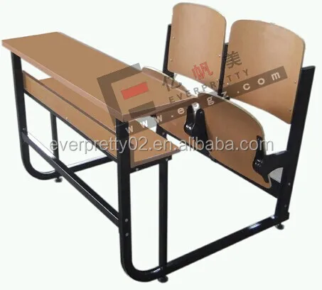 Popular School Furniture Classroom Primary Student  Study Wooden Double Desk and Chair Set