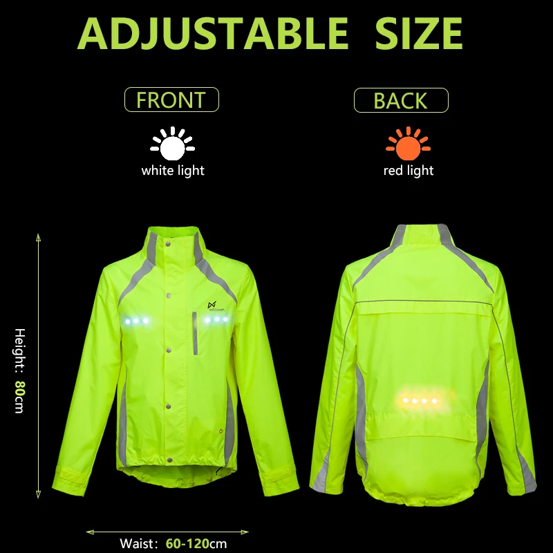 Lightweight Warm Windproof Charged Reflector Winter Clothing Led Flash Long Sleeves Reflective Safety Jacket For Climbing