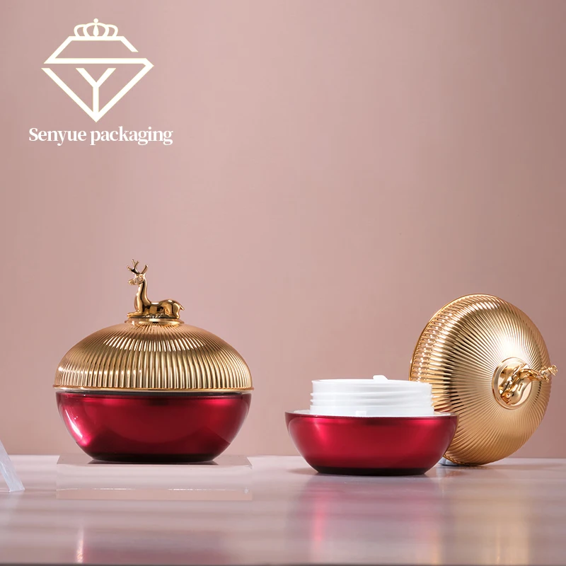 Plastic Bottles Manufacturers Exquisite Cap 30g 50g Cream Acrylic Container Jar Red Smooth Bottle Jars For Cosmetics
