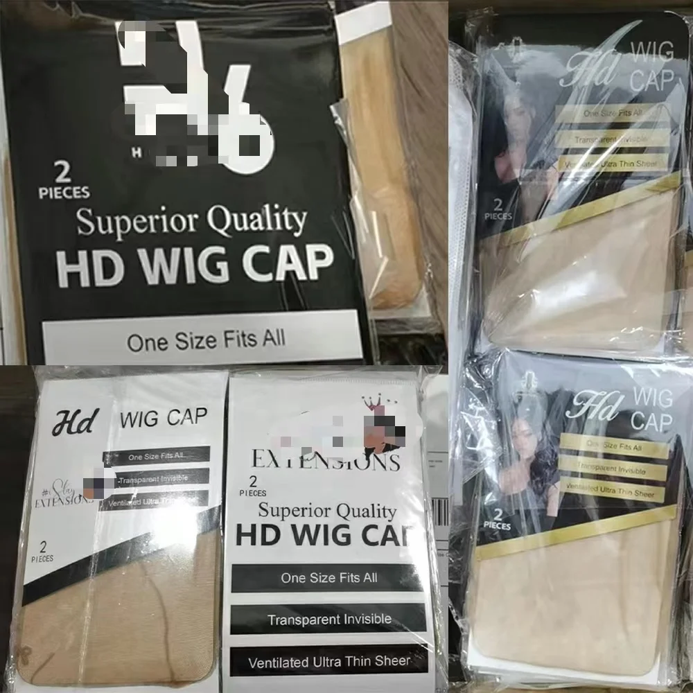 Пользовательские Супер ультраневидимые прозрачные тонкие кожаные прозрачные нейлоновые коричневые чулки Hd колпачки для париков для изготовления париков Упаковка аксессуаров
