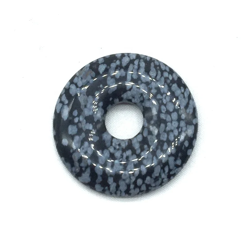 Nature Stone Bead Pendant Donut Charm Round Circle for DIY Jewelry Making Supplies Lava Jaspers Jade Tiger Eye Necklace Pendants