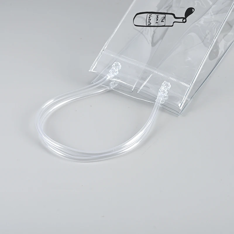 wine bottle ice bag custom Wine Bag Clear Transparent PVC Ice chill waterproof tube handles Bag