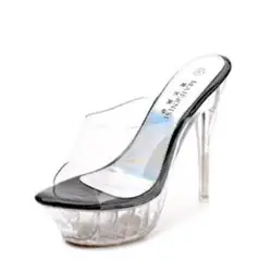 2020 fashion mules pvc clear high heels women sandals for womens and ladies peep toe large size shoes
