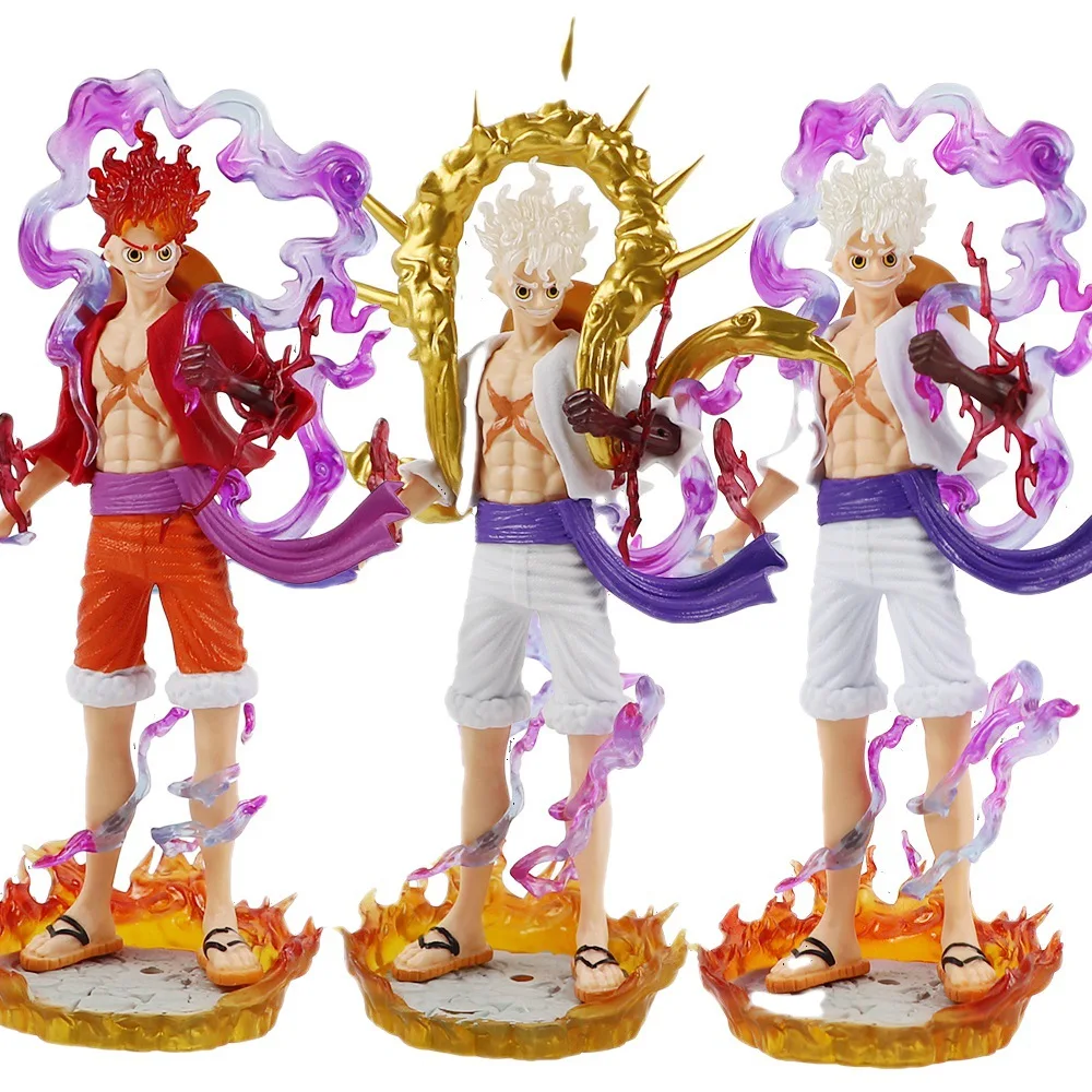 XR 1 Piece Fruit Awakening Fifth Gear Sun God Nika Luffy Standing joy boy white hair window box PVC Plastic Monkey D Luffy Model