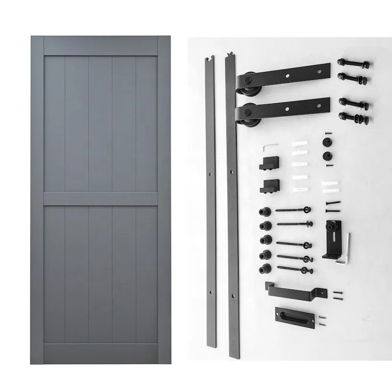 HUASEN high-grade PVC film laminated modern mdf sliding interior wooden barn doors style