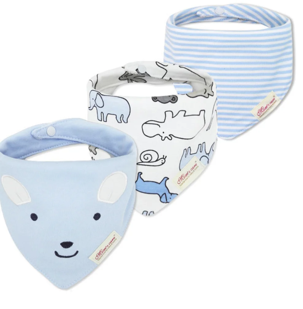 100% Organic Cotton Baby Bib For Boys 3 Pc Set Baby Drool Bibs Cotton Absorbent Drooling Teething Triangle Bib