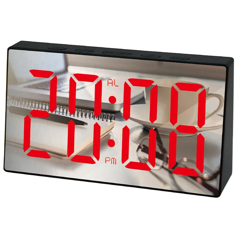 Small  big display digital led alarm clock wall clock smart alarm clock with mirror screen and backlight  3699L