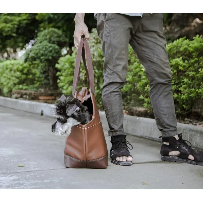 Portable Padded Leather Dog Cat Carrier Bag Waterproof Travel Luxury Pet Carrier Tote Bag