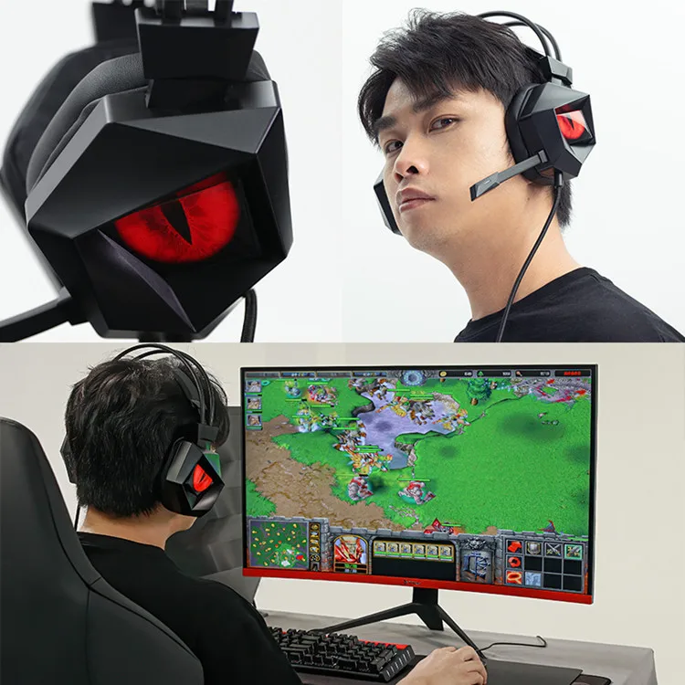 TAIOU THS300 A3PRO Custom logo hawkeye design 3d stereo 7.1 surround led usb game headphones with mic