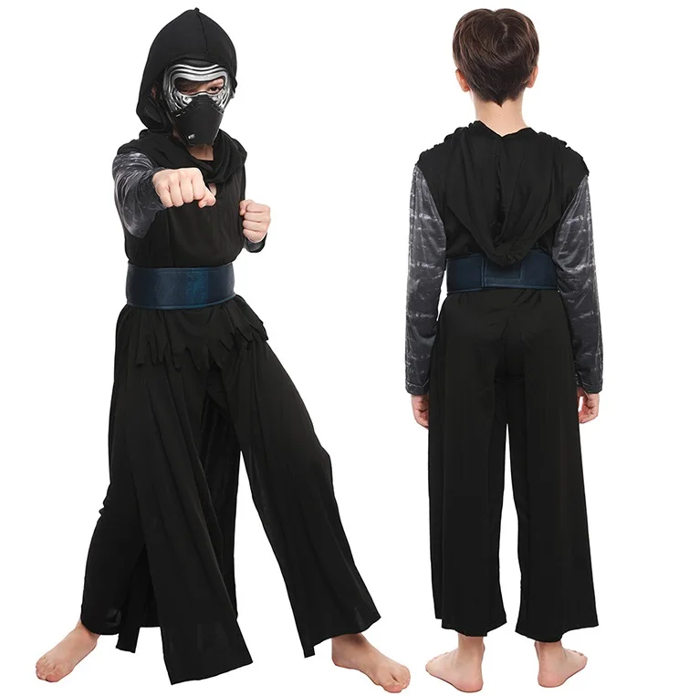 War Knights Costume, Cosplay Jumpsuit Cape Gown Halloween Stage Performance Jedi Outfit for Kids Adults Boys Girls