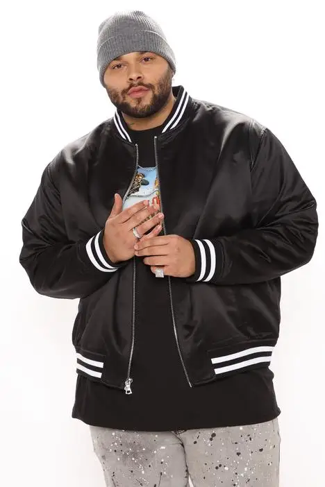 
Custom logo wholesale blank plain black bomber baseball jacket for men 