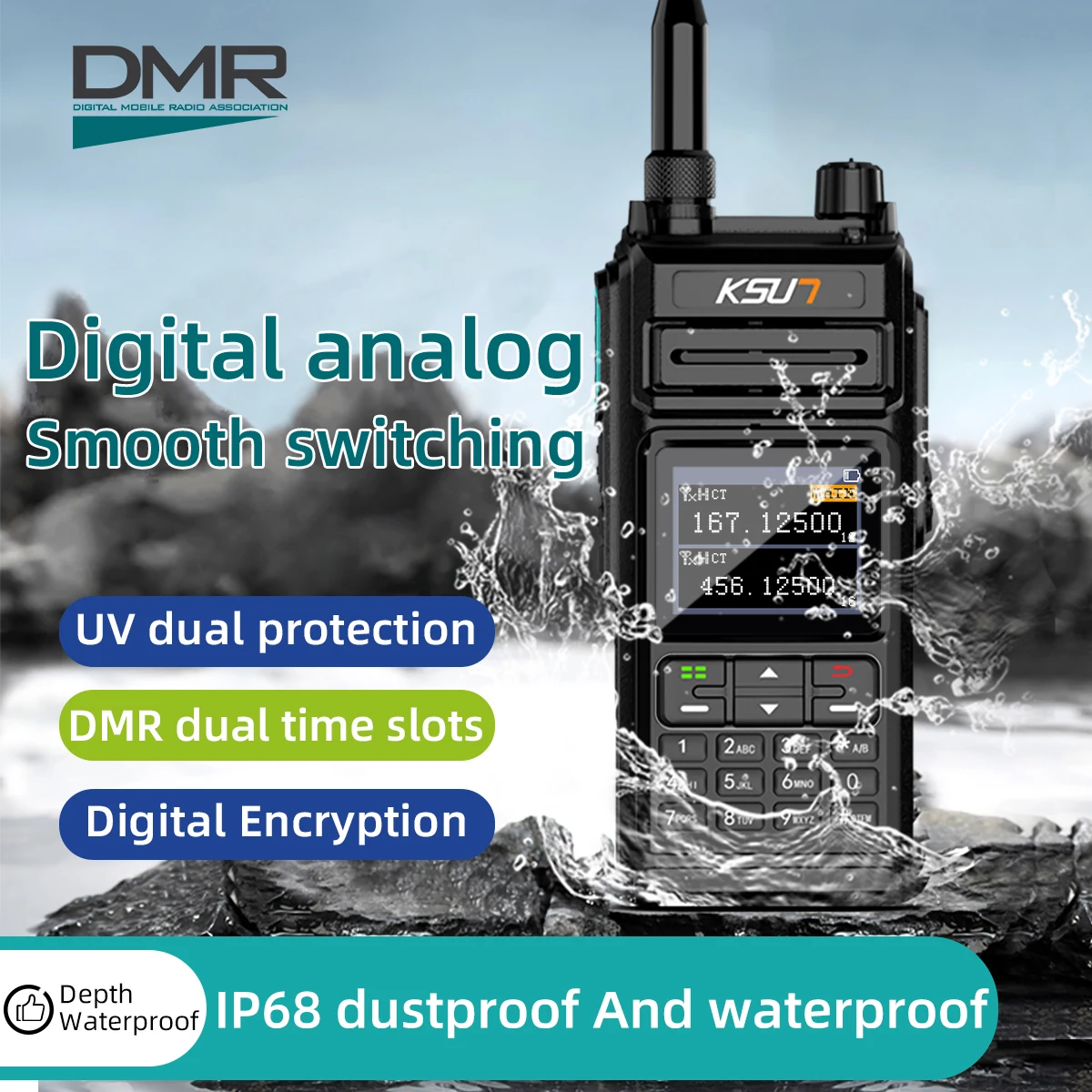 KSUT DM20UV DMR and Analog Two-way Radio Portable UHF VHF Ham Radios Long Distance Digital Walkie Talkie