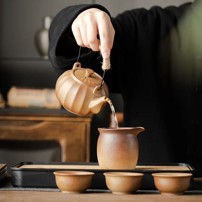 Popular retro handmade tea sets and tea brewing, outdoor car camping portable travel tea set wholesale