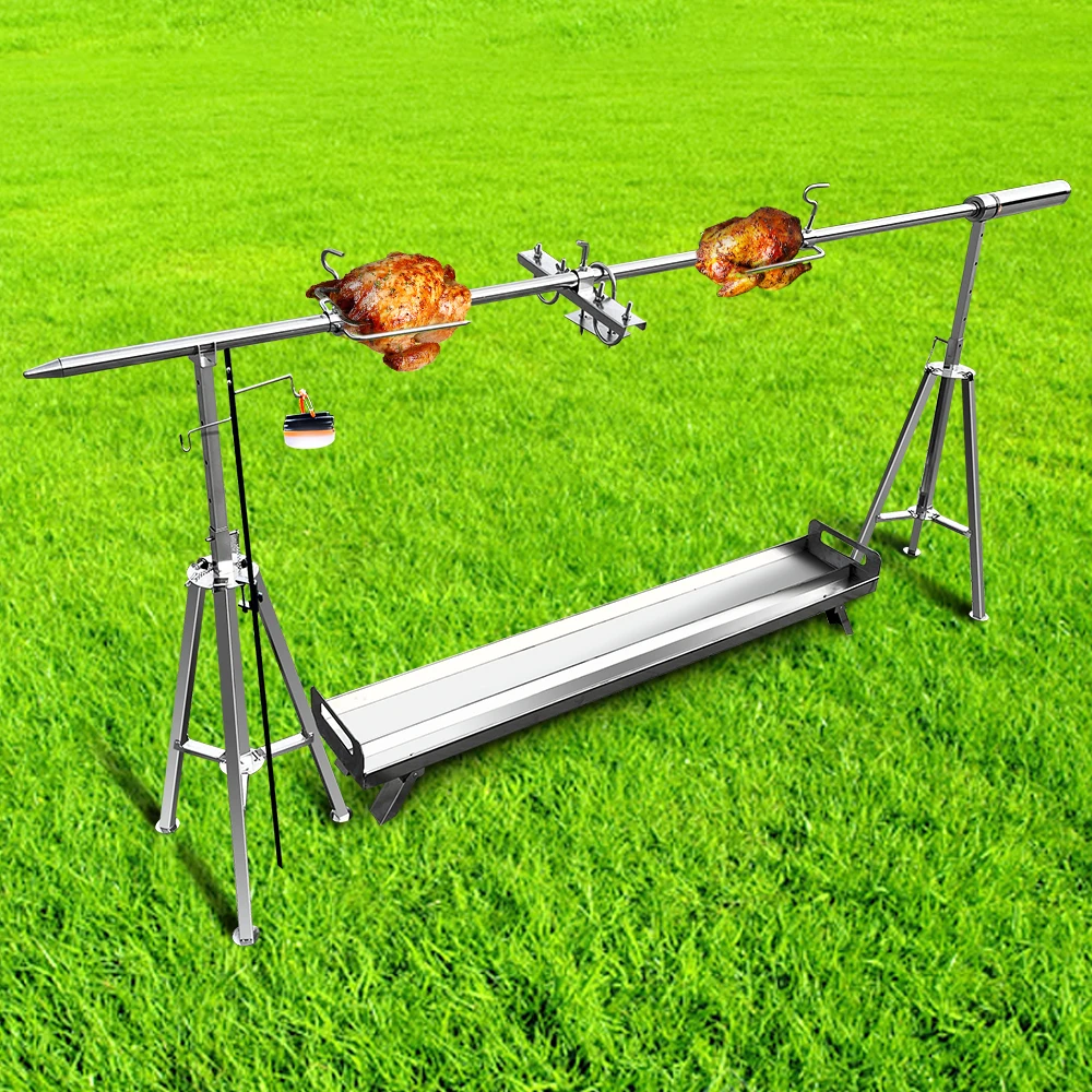 Outdoor Kitchen BBQ Grills Barbecue Camping Grill Portable Tabletop Charcoal Smoker Rack Trolley Motor Stainless Steel