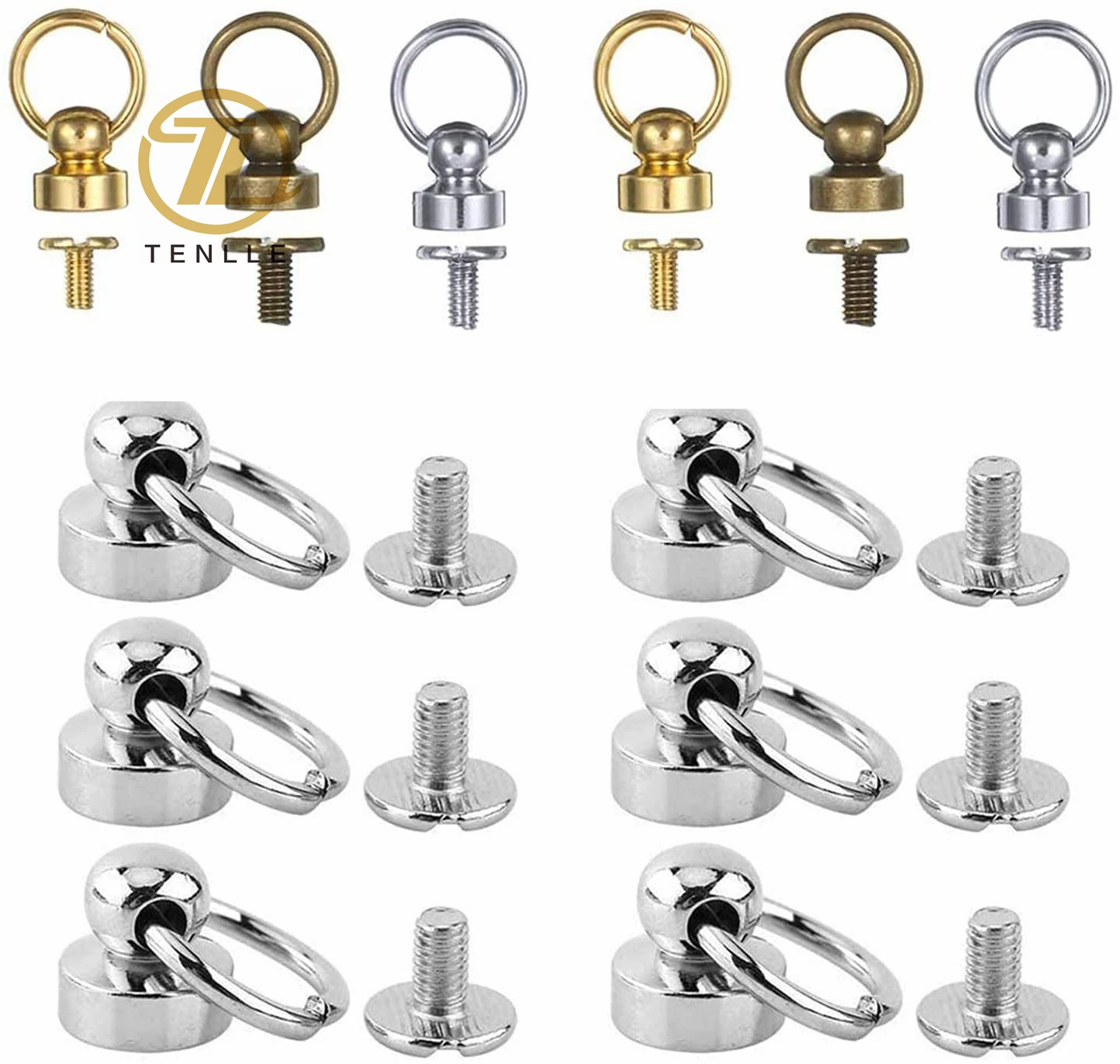 Button Studs Rivets O-Ring Head Button Stud Screwback with Screw for DIY Art Leather Craft Belt Purse Handbag