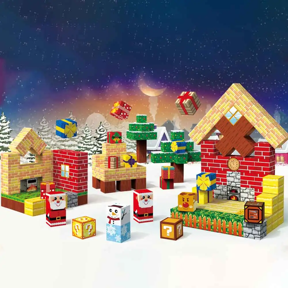 Christmas Gift My World Magnetic Square Puzzle Assembled Game Mini Block Magnetic Blocks Building Toys