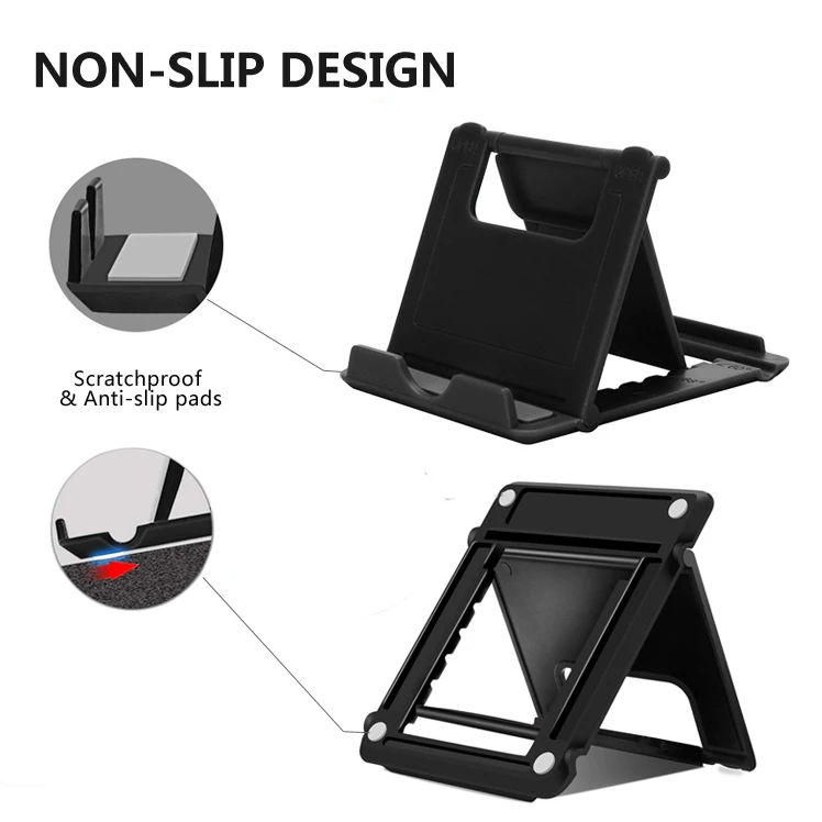 Portable Universal Plastic Cell Phone Stand Adjustable Foldable Desktop Mobile Phone Holder With Customized Logo