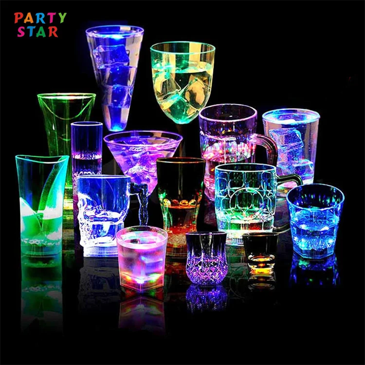 Wholesale Light Up Drinking Glasses Plastic Flashing Wine Party Decoration Acrylic Fun Plastic Cups