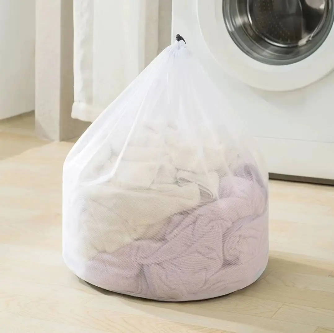 Home Washable Laundry Bag Cleaning Mesh Drawstring Washing Bag Heavy Duty Laundry Storage Bag