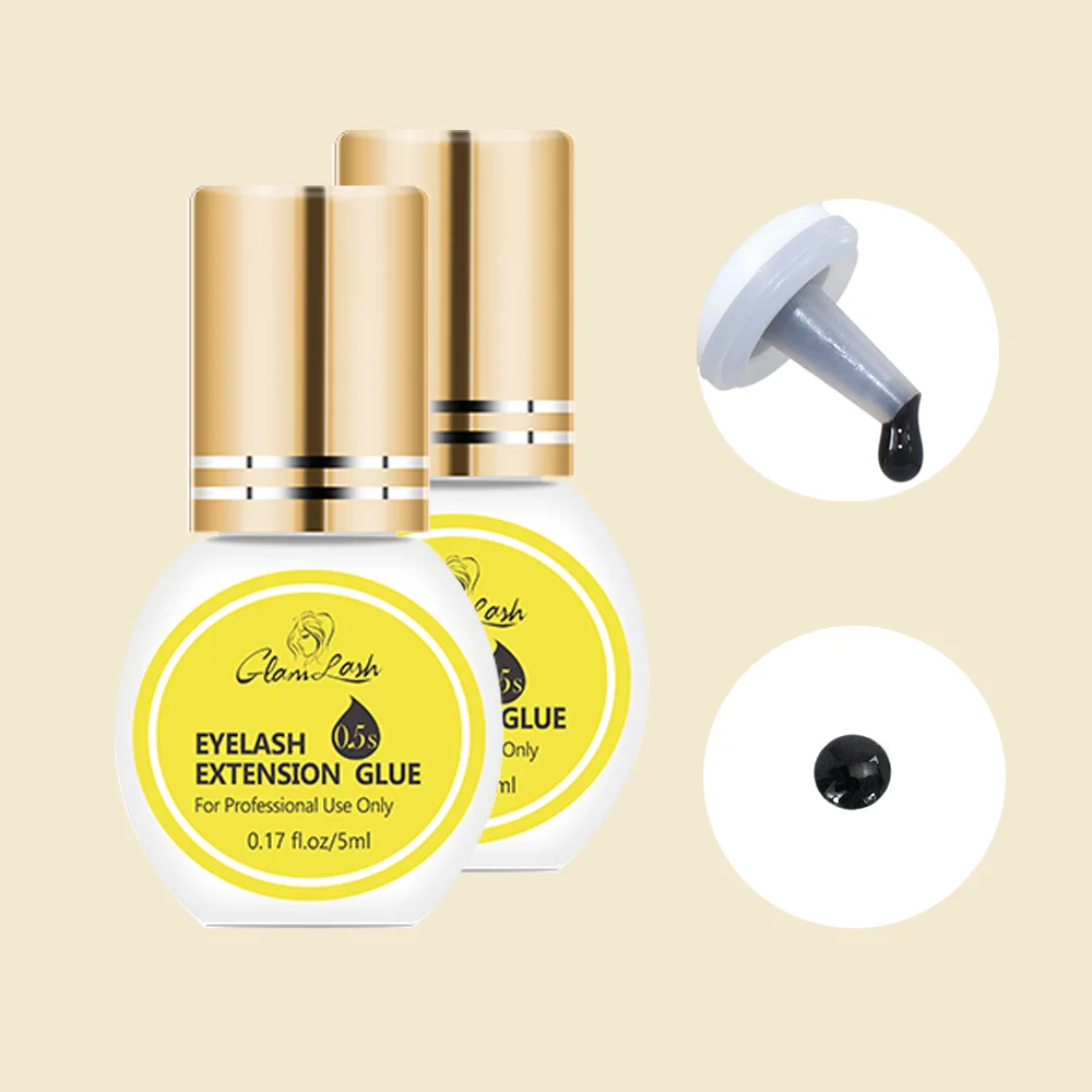 GLAMLASH custom private label 5ml 0.5s fast drying waterproof long lasting 45-60 days eyelash extension black lash glue adhesive