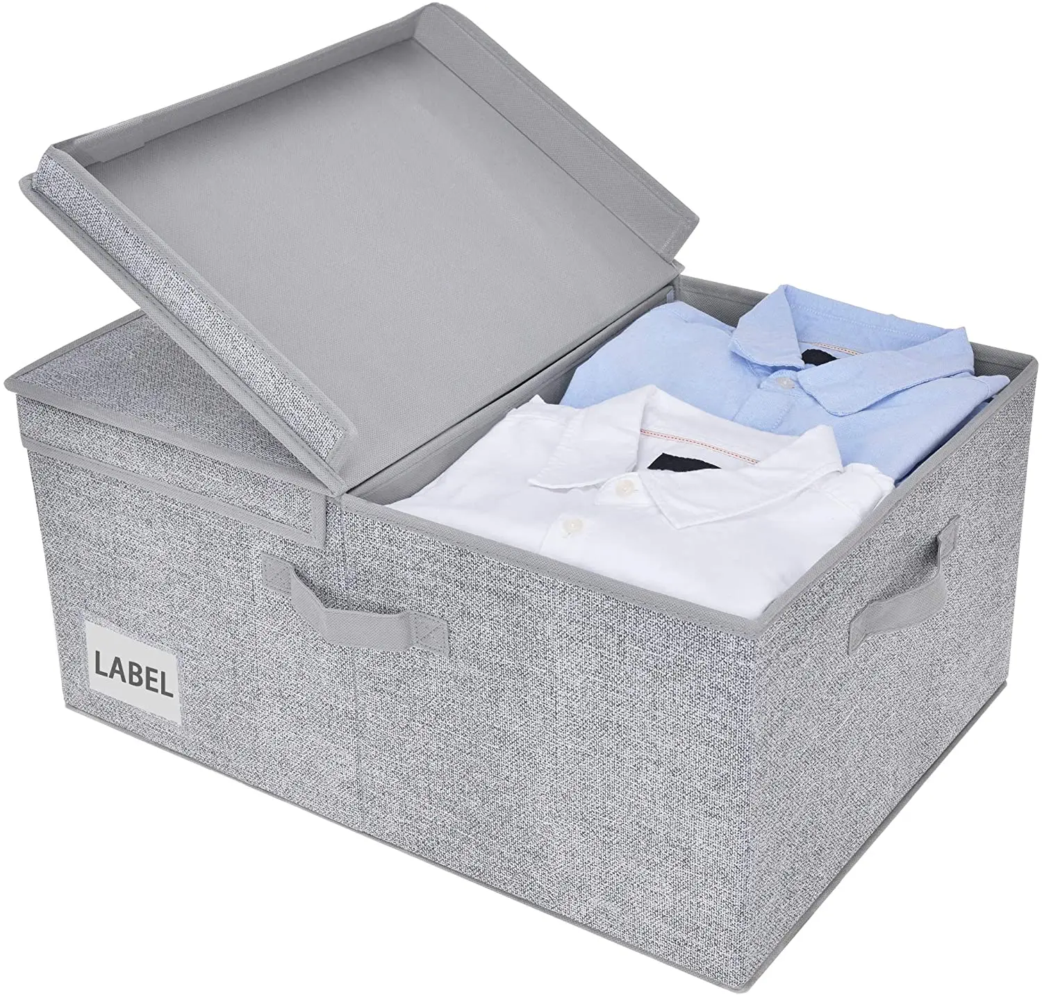 Decorative Storage Boxes with Double Open Lid and Handles, Extra Large Bins For Storage, Gray