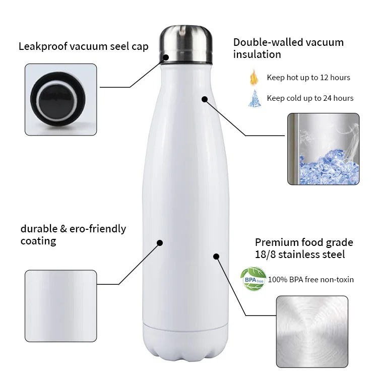 HEM Wholesale 500ML Stainless Steel Sublimation Sports Cola Shape Drinking Water Thermal Bottle Tumbler Vacuum Flasks