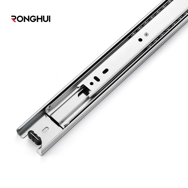 3 Fold Full Telescopic Extension Ball Bearing Thickened Side Mount Drawer Slide Rail