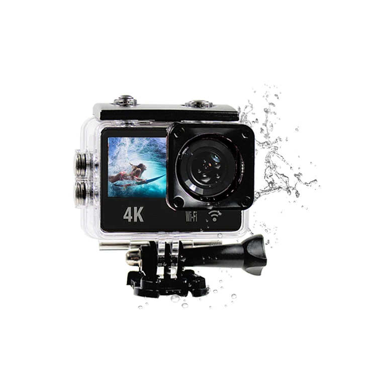 Professional Custom Waterproof 2 inch 4K 60FPS Full 1080P HD Sports Action Camera with dual screen