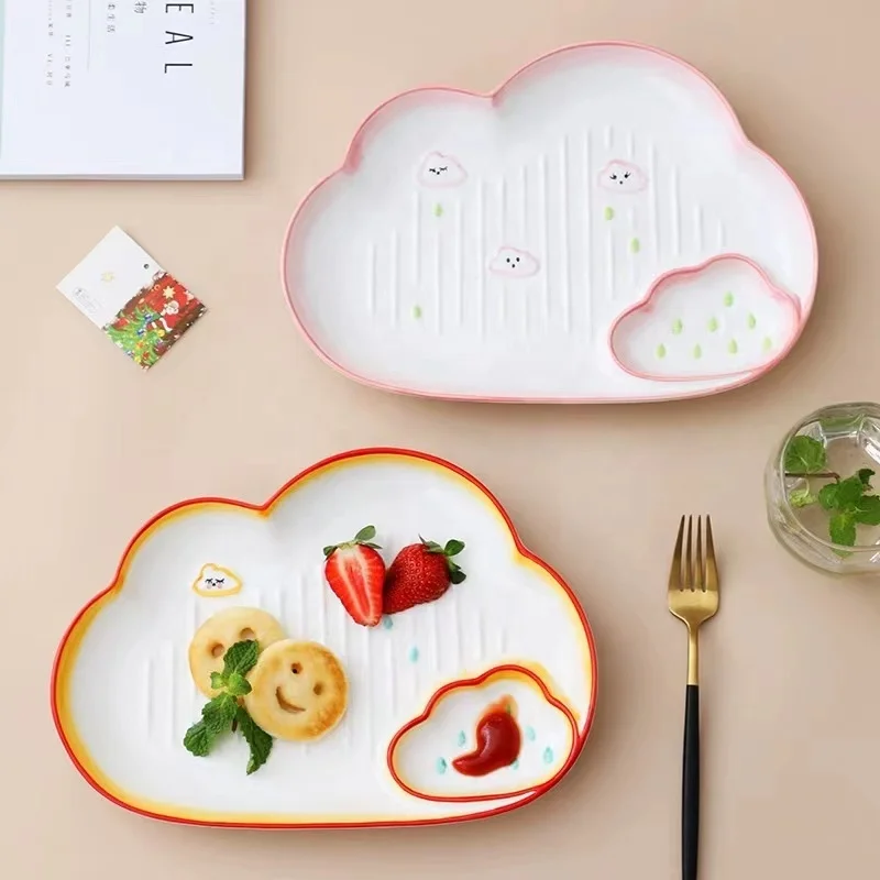 New design cloud shaped dumpling ceramic plate irregular hot cute plates other hotel & restaurant supplies