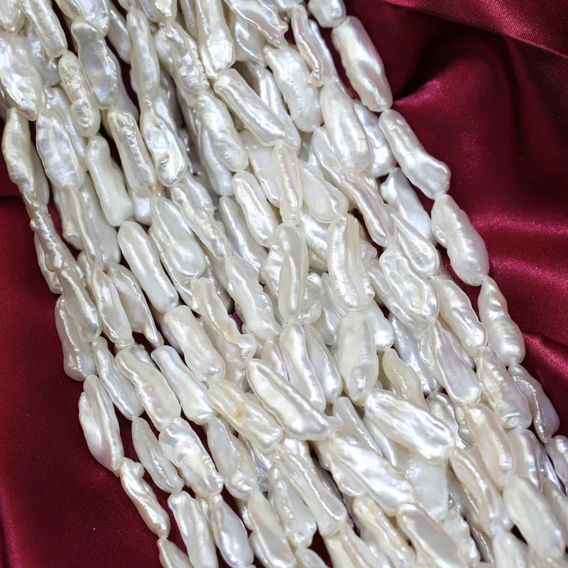 Wholesale Bulk long irregular stick biwa baroque shape genuine Natural Cultured Real Freshwater Pearl Strand Bead