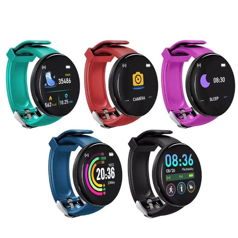 Amazon Hot Selling 13 Languages Smart Watch D18S Wrist Band Bracelet Blood Pressure Sport Wristband Fitness Smartwatch