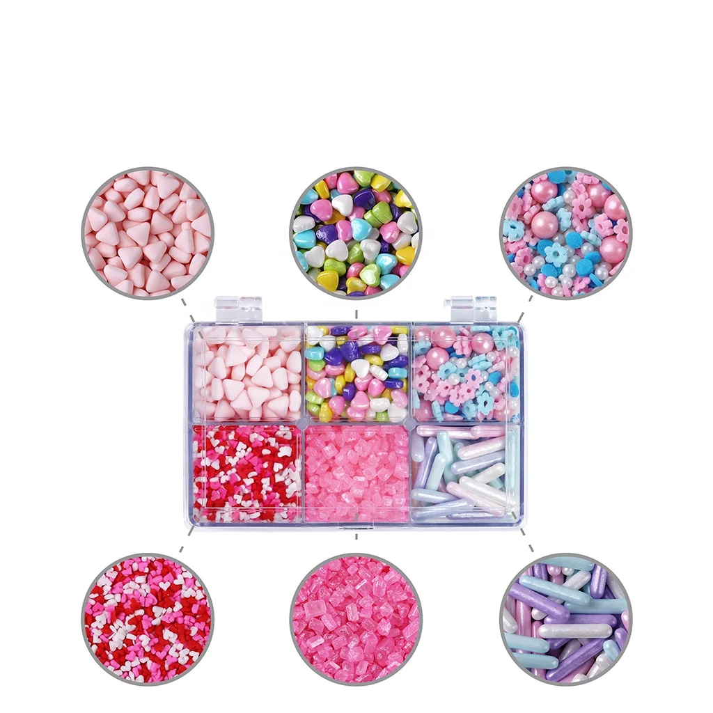 6 in 1 square box matt macaron colors sugar cake sprinkles edible cake decoration manufacturers for cake bakery decoration