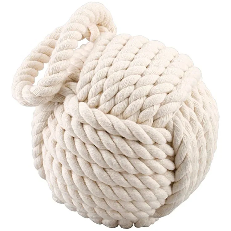 Quality HEAVY Nautical Rope Knot Doorstop   Cream