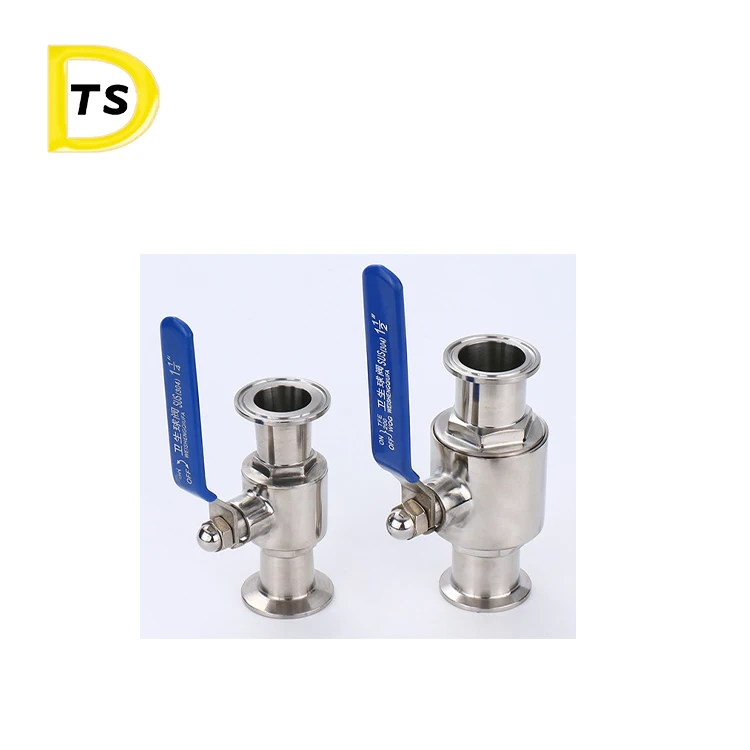 Food grade triclamp through ball valve Solid stainless steel Ball Valves Sanitary tri clamp Clamped Ball Valve
