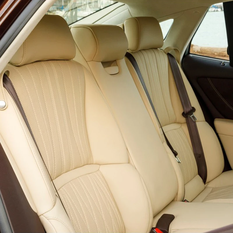Luxury Genuine Leather in Middle Part Original Custom Fit for 2004-2024 Lexus LS Series Car Front Rear Seat Covers Cushion Red