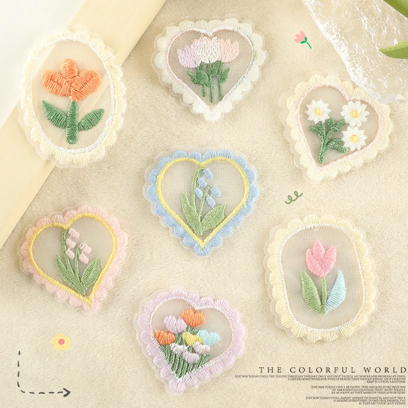 Hot sell Kids Clothes Decoration Patch Flower Lace Embroidery Patches For Clothing Accessories Cups