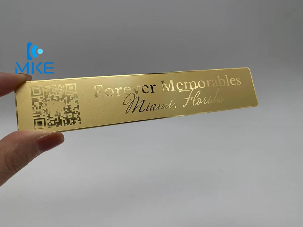 Printed Engraved Metal Name Plates With Glue Laser Etching Aluminum Stainless Steel Brass Gold Name plates