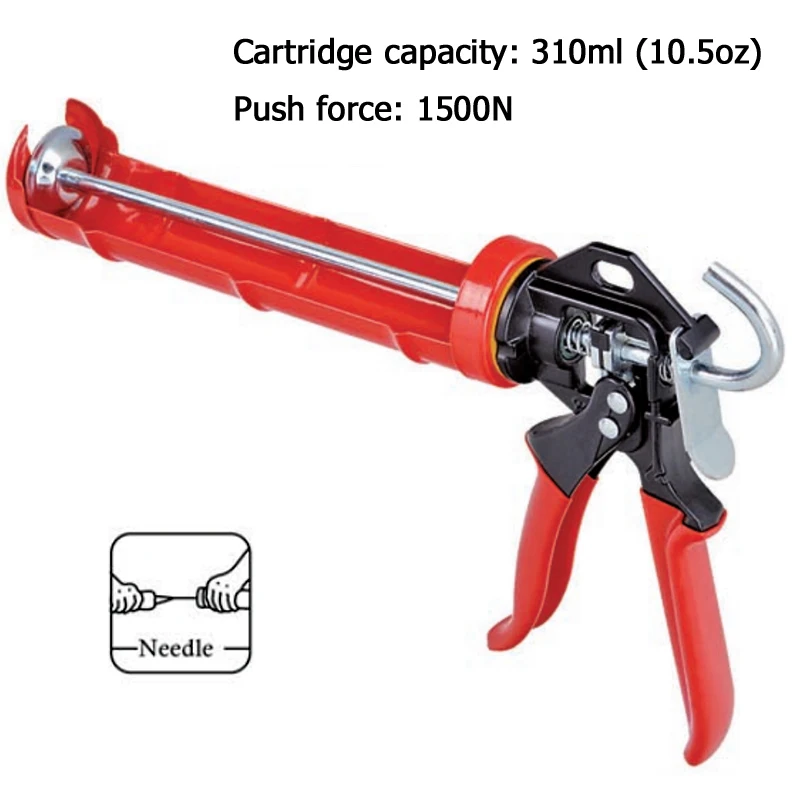 Smooth Rod Revolving Frame Caulking Gun Applicator Gun 310ml Sealant Adhesives, Push Force 1500N