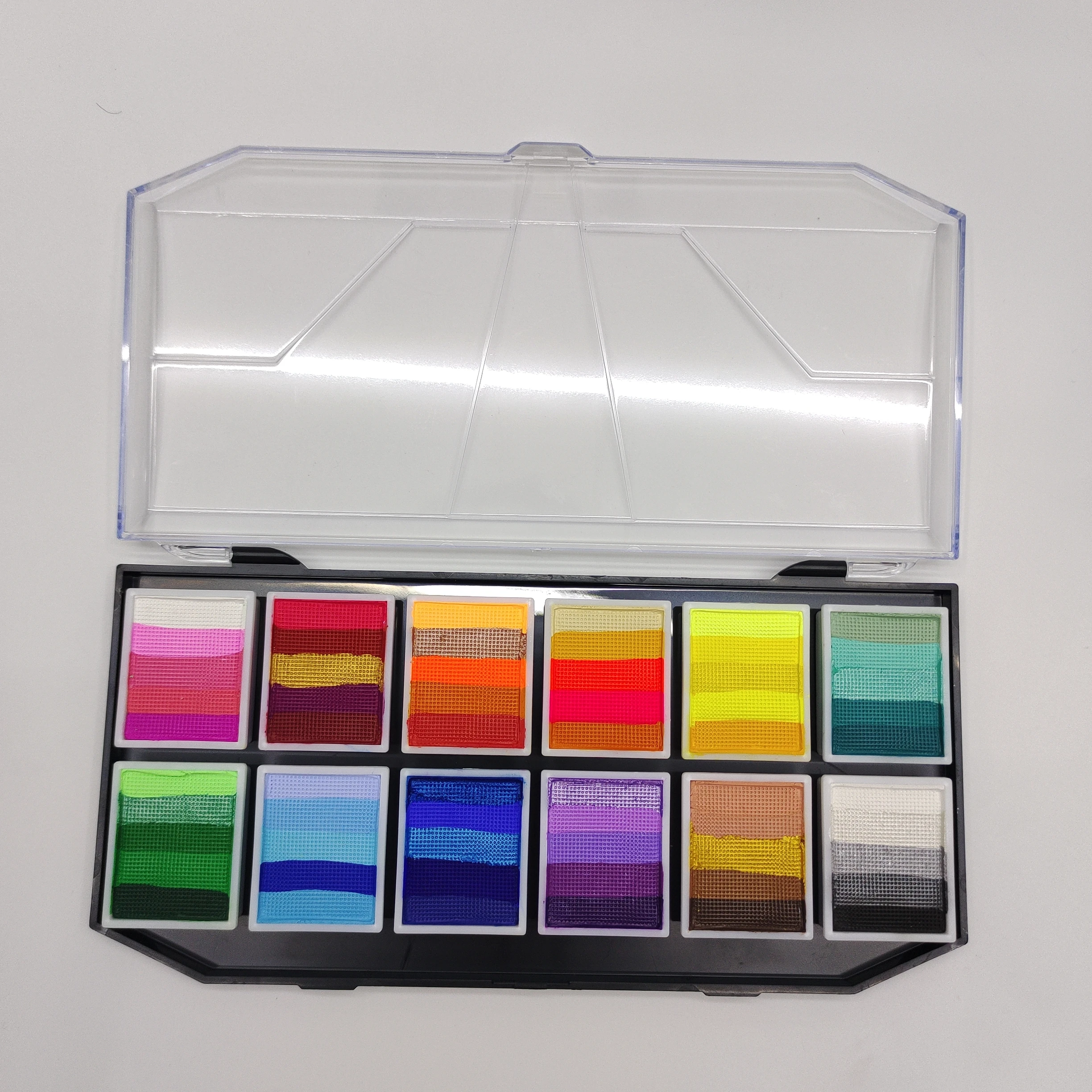 2024 Hot Selling Split Rainbow Cake Paint Face Paint Palette professional water based paint cosmetic rainbow palette for kids