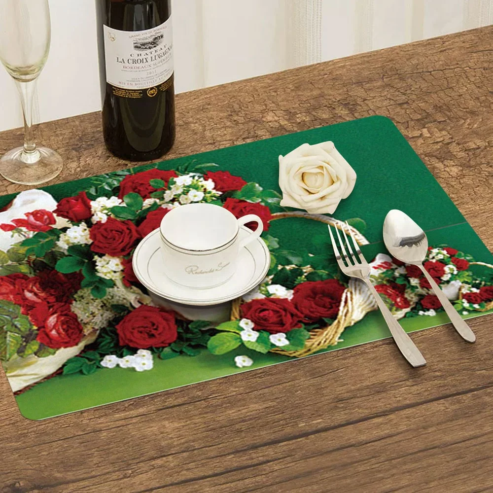 wholesale luxury natural christmas wedding kitchen table 43*28CM mat washable round woven cotton braided placemat set
