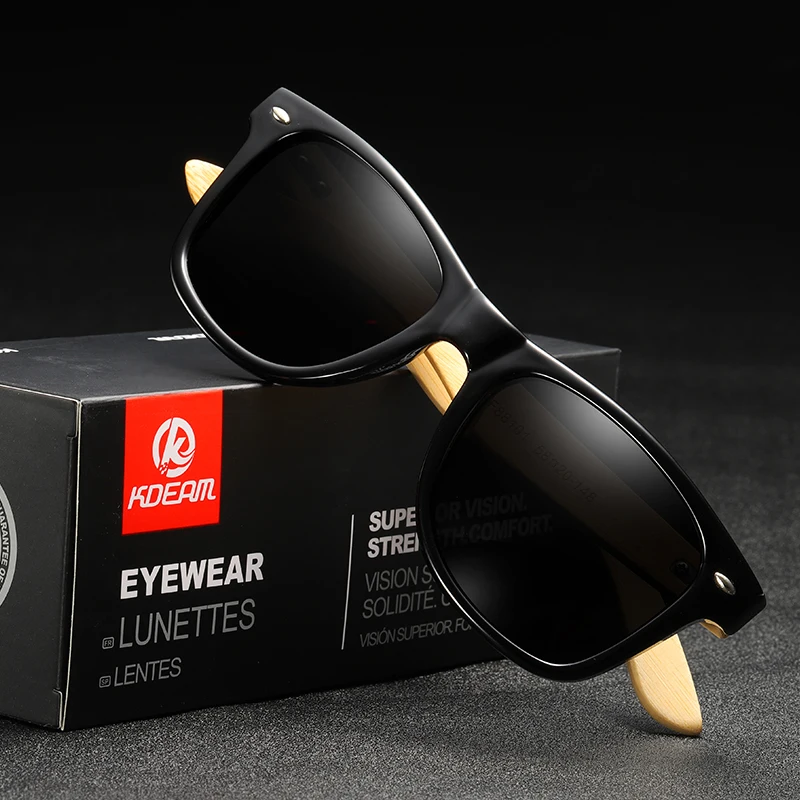 KDEAM 2020 Fashionable Custom Logo Bamboo Wood Sunglasses Sun Glasses Design Your Own Unisex Polarized Gafas De Sol UV400