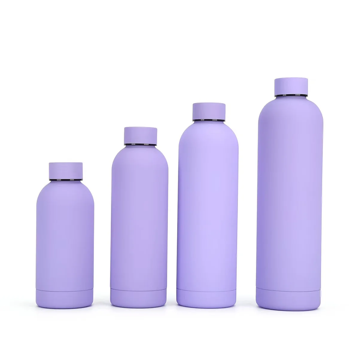 Custom Logo 500ml Bpa Free Rubber Paint Matte Stainless Steel Vacuum Insulated Flask Thermal sports Water Bottles with 7 lids